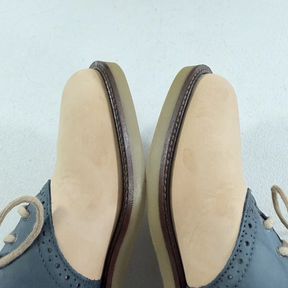 GH Bass Mens Saddle Oxford Suede Bone Multi Montgomery Blue Size 8 M W/ Box